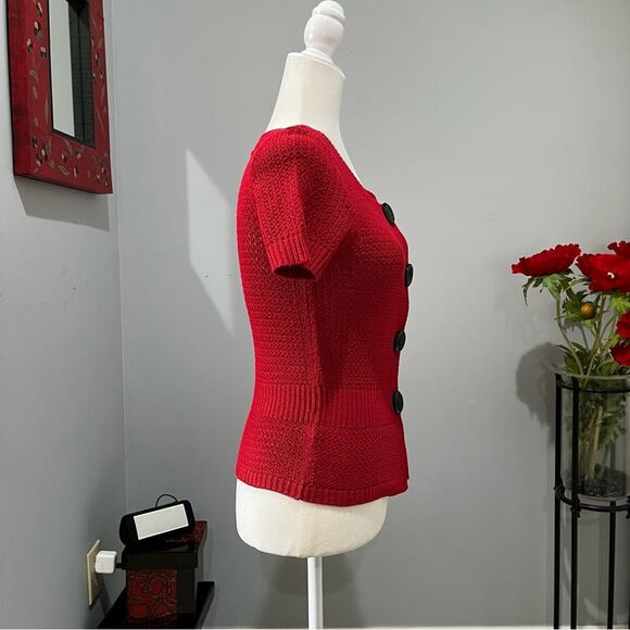 NEW Ann Taylor Silk Ribbed Open Knit Button Front Cardigan Sweater Jacket XS NWT - Picture 7 of 16